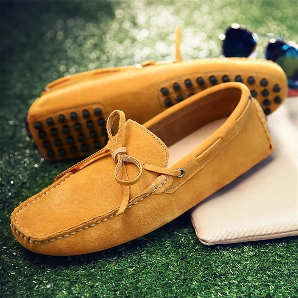 Fashion Mens Handmade Suede Leather Casual Loafers Shoes Soft Comfortable Driving Walking Shoes Plus Size