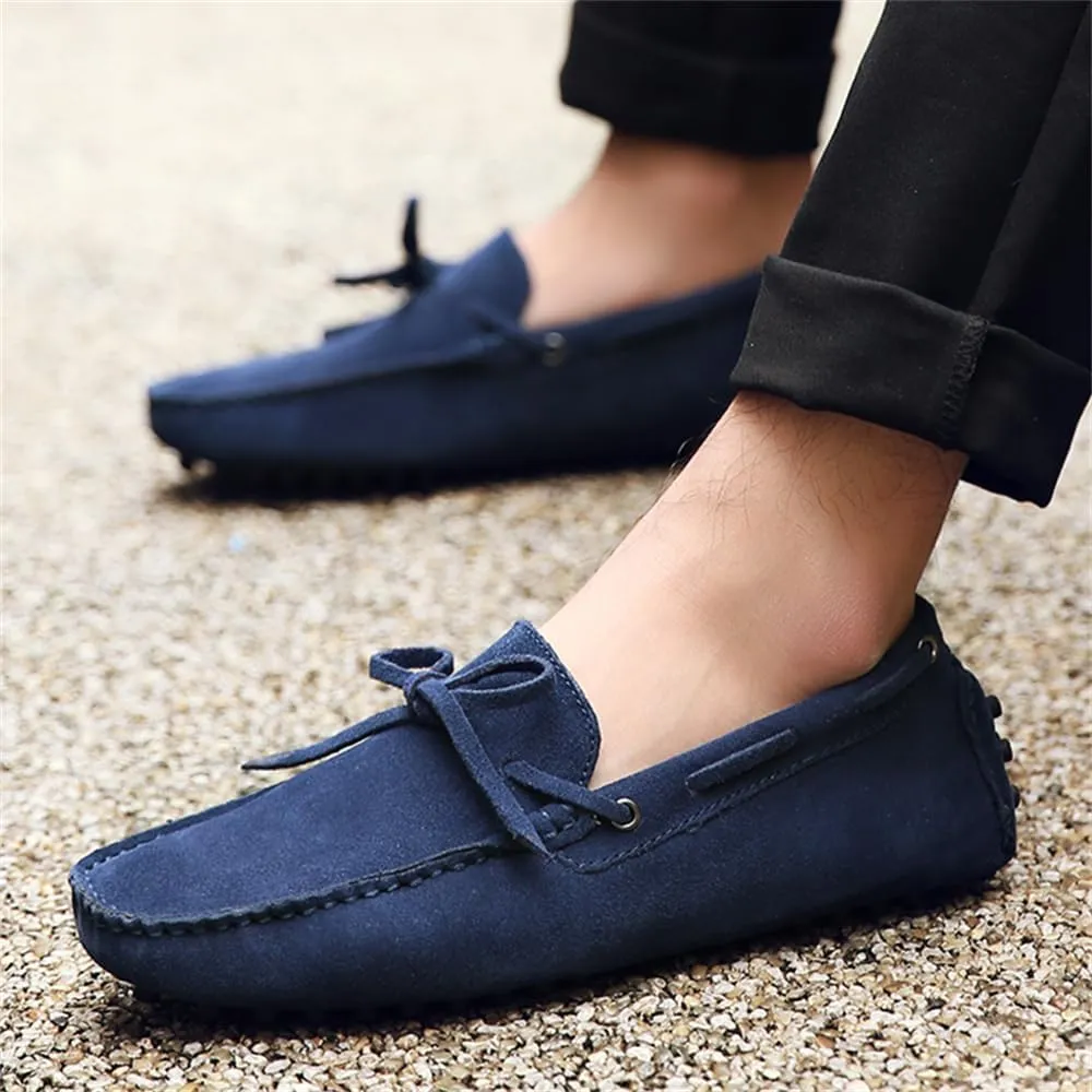 Fashion Mens Handmade Suede Leather Casual Loafers Shoes Soft Comfortable Driving Walking Shoes Plus Size