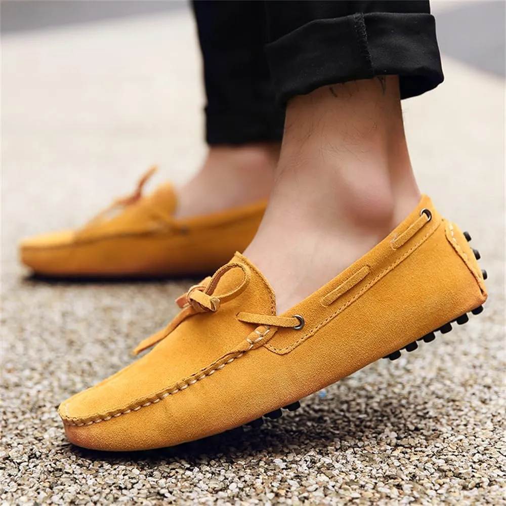Fashion Mens Handmade Suede Leather Casual Loafers Shoes Soft Comfortable Driving Walking Shoes Plus Size