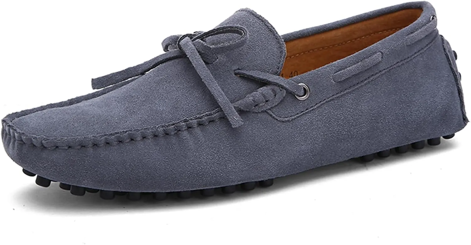 Fashion Mens Handmade Suede Leather Casual Loafers Shoes Soft Comfortable Driving Walking Shoes Plus Size