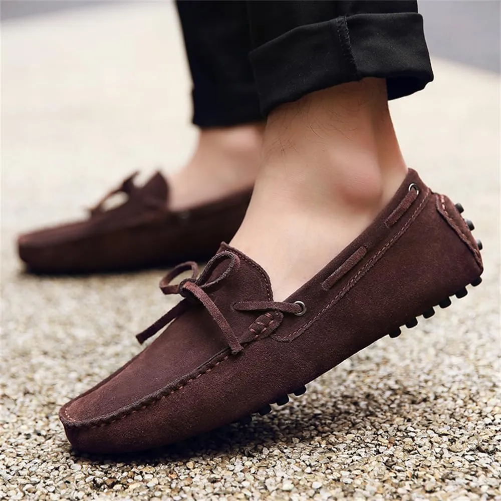 Fashion Mens Handmade Suede Leather Casual Loafers Shoes Soft Comfortable Driving Walking Shoes Plus Size