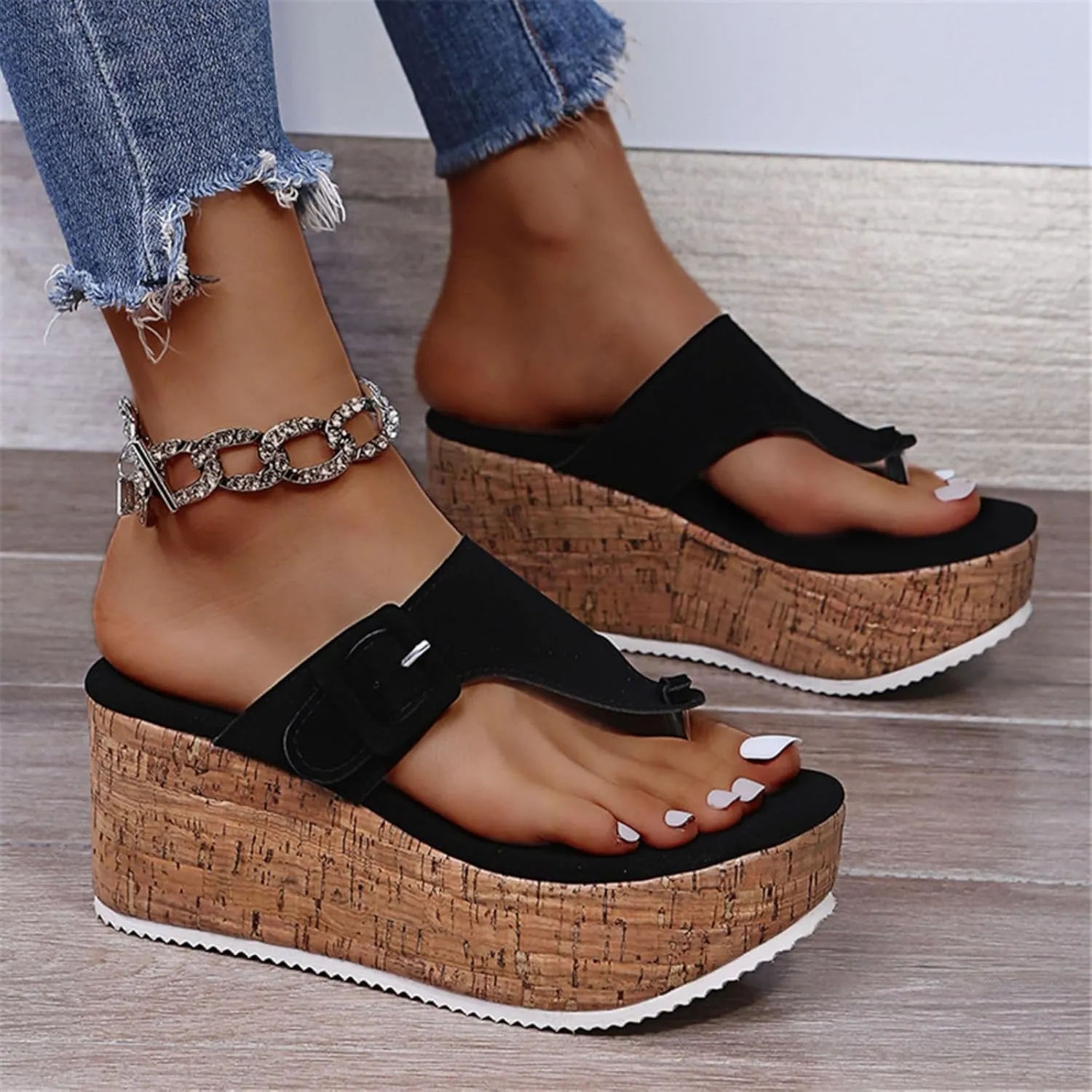 Flip Flops for Women Slip On Platform Wedge Slippers Orthopedic Dressy Casual Wedge Sandals Comfortable Walking Thong Sandals Indoor Outdoor for Summer