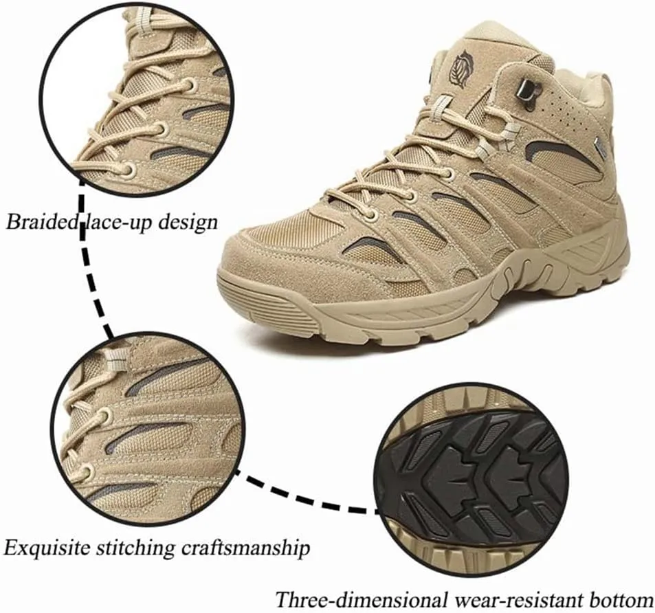 GEXECEUSS Hiking Boots for Men Breathable Non-Slip Casual Low-Top Sneakers for Trailing Trekking Outdoor Leather Walking Shoes