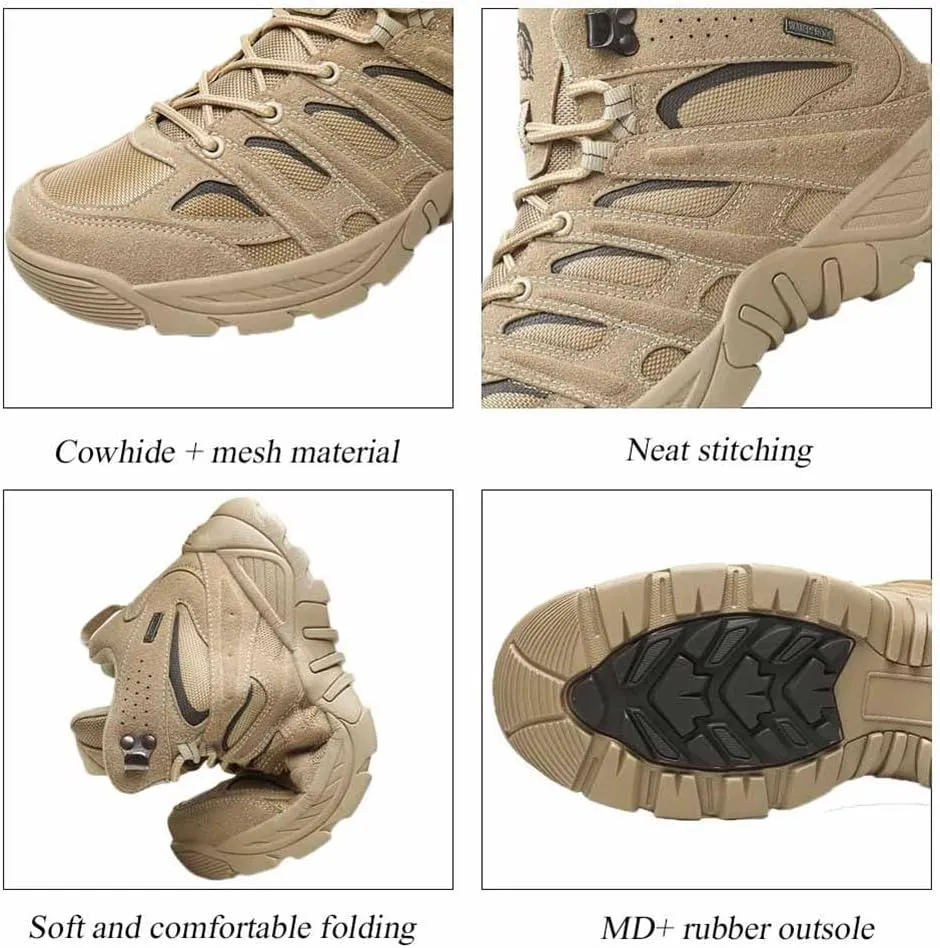 GEXECEUSS Hiking Boots for Men Breathable Non-Slip Casual Low-Top Sneakers for Trailing Trekking Outdoor Leather Walking Shoes