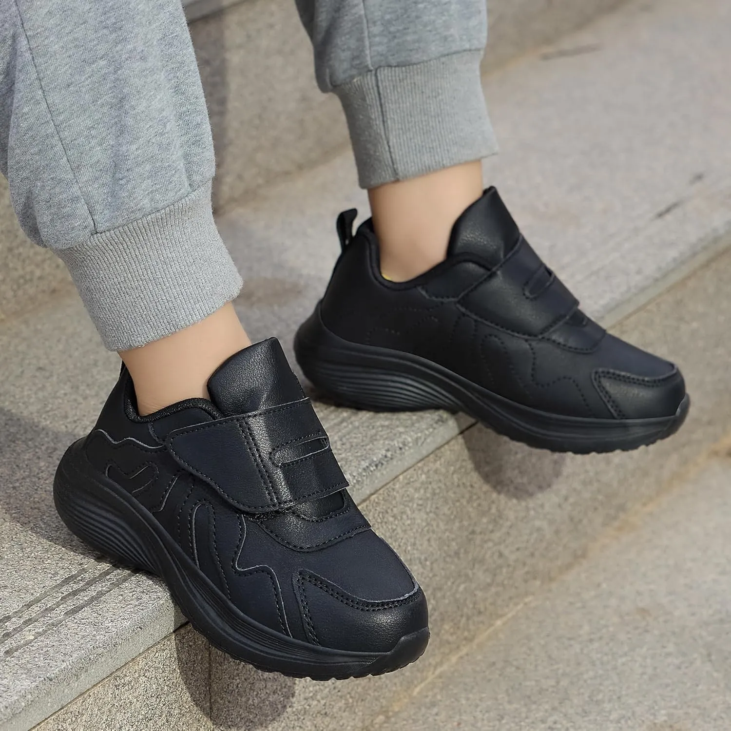 Girls Sneakers Boys Shoes Lightweight Fashion Dual Hook and Loops Kids Running Shoes