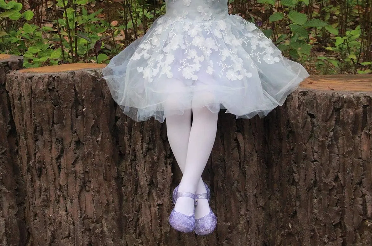 GUGUYeah Princess Costumes Jelly Flats Shoes, Cosplay Birthday Party Dress Up Sandals for Little Girls, Toddler or Kids