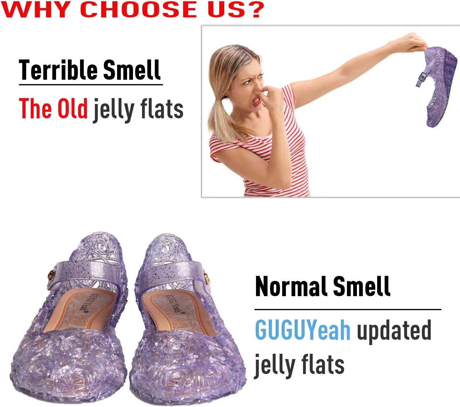 GUGUYeah Princess Costumes Jelly Flats Shoes, Cosplay Birthday Party Dress Up Sandals for Little Girls, Toddler or Kids