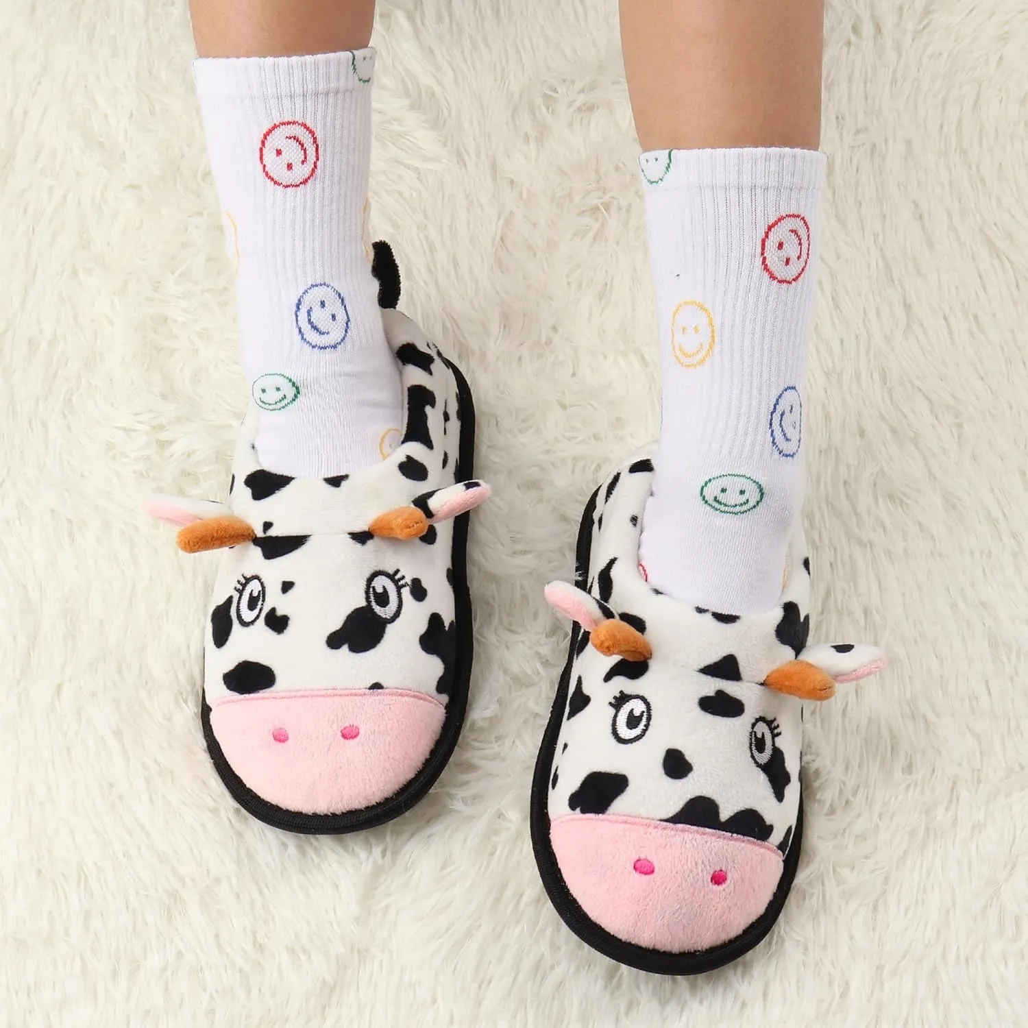 Ibeauti Cute Animal Slippers for Kids Boys Girls Memory Form Warm Plush Winter House Slippers Shoes