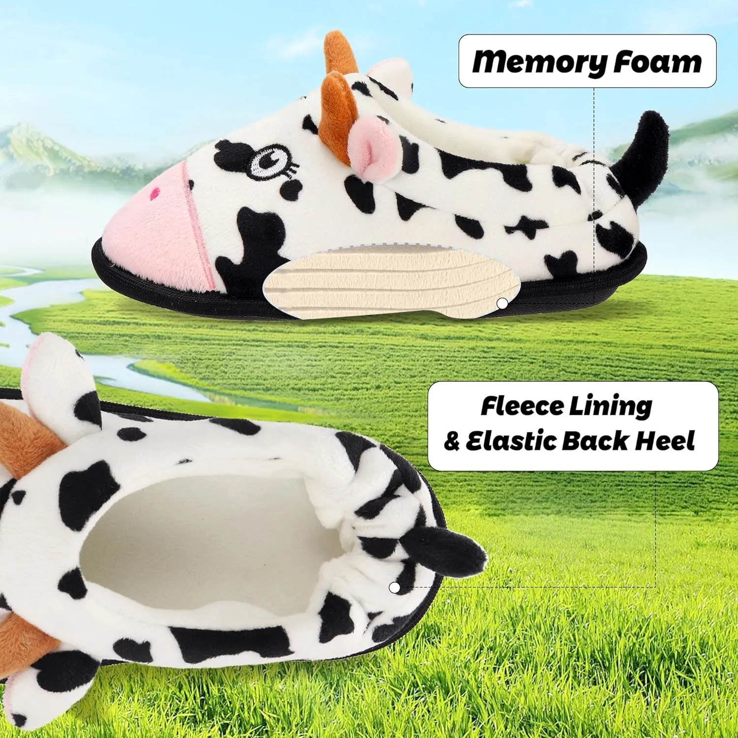 Ibeauti Cute Animal Slippers for Kids Boys Girls Memory Form Warm Plush Winter House Slippers Shoes