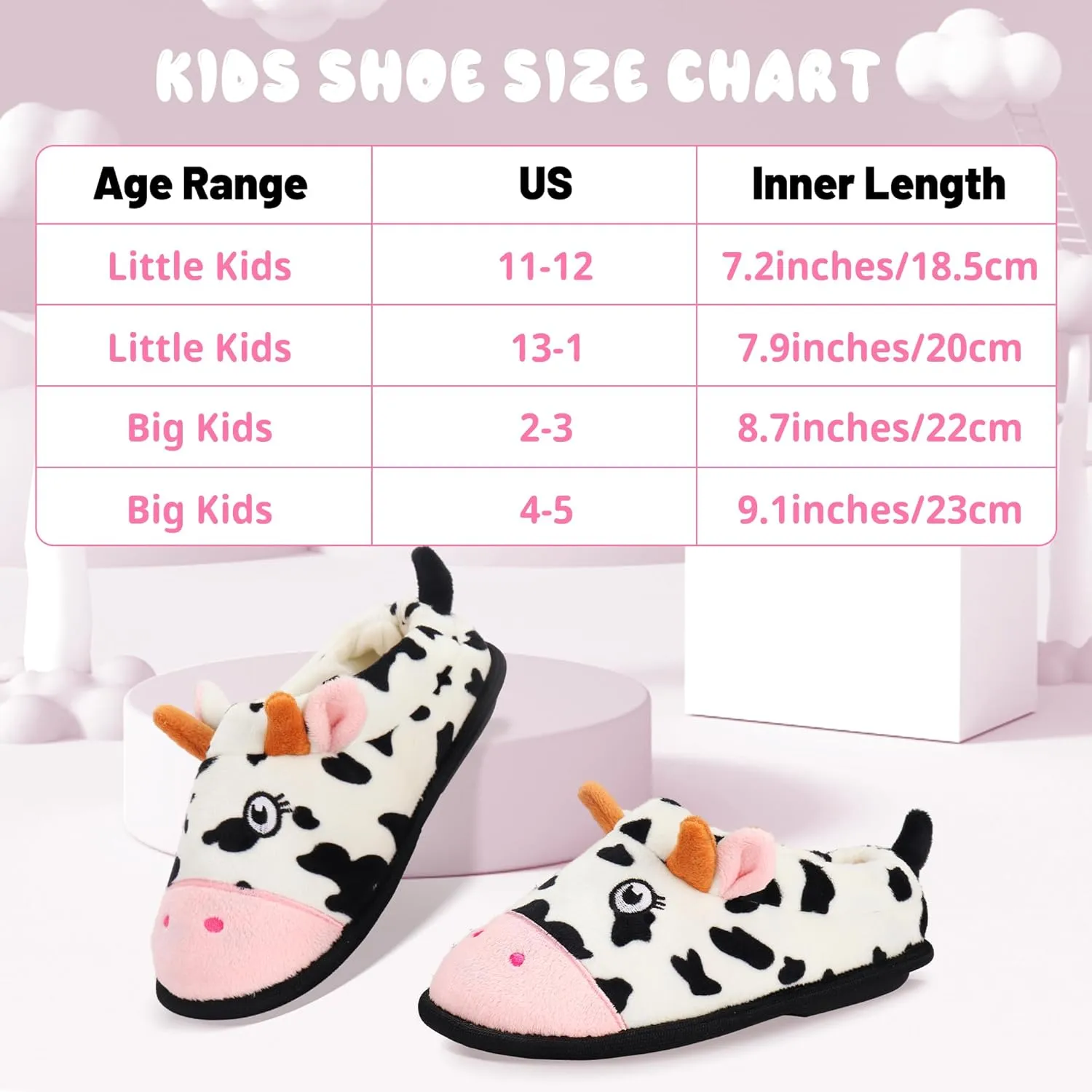 Ibeauti Cute Animal Slippers for Kids Boys Girls Memory Form Warm Plush Winter House Slippers Shoes