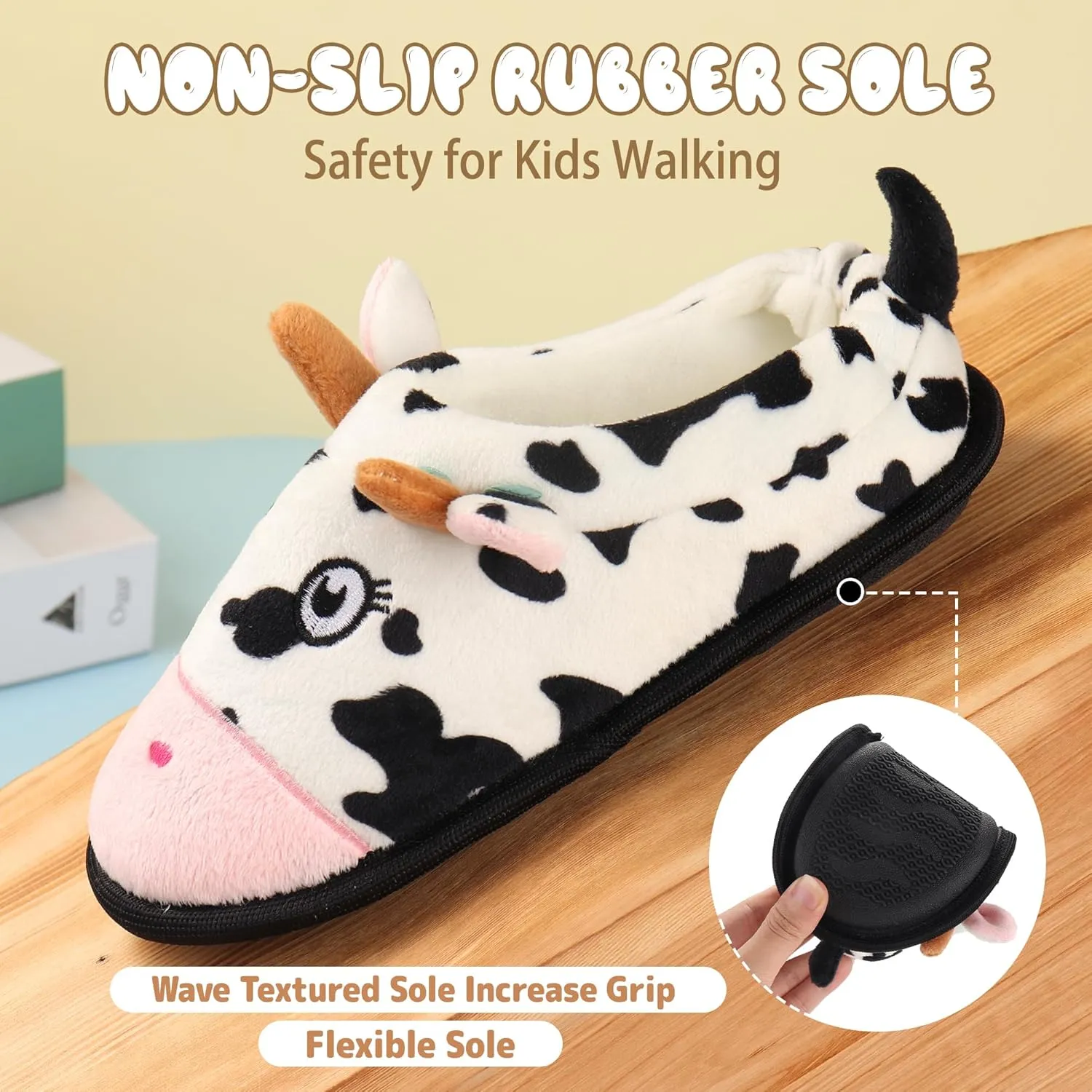 Ibeauti Cute Animal Slippers for Kids Boys Girls Memory Form Warm Plush Winter House Slippers Shoes