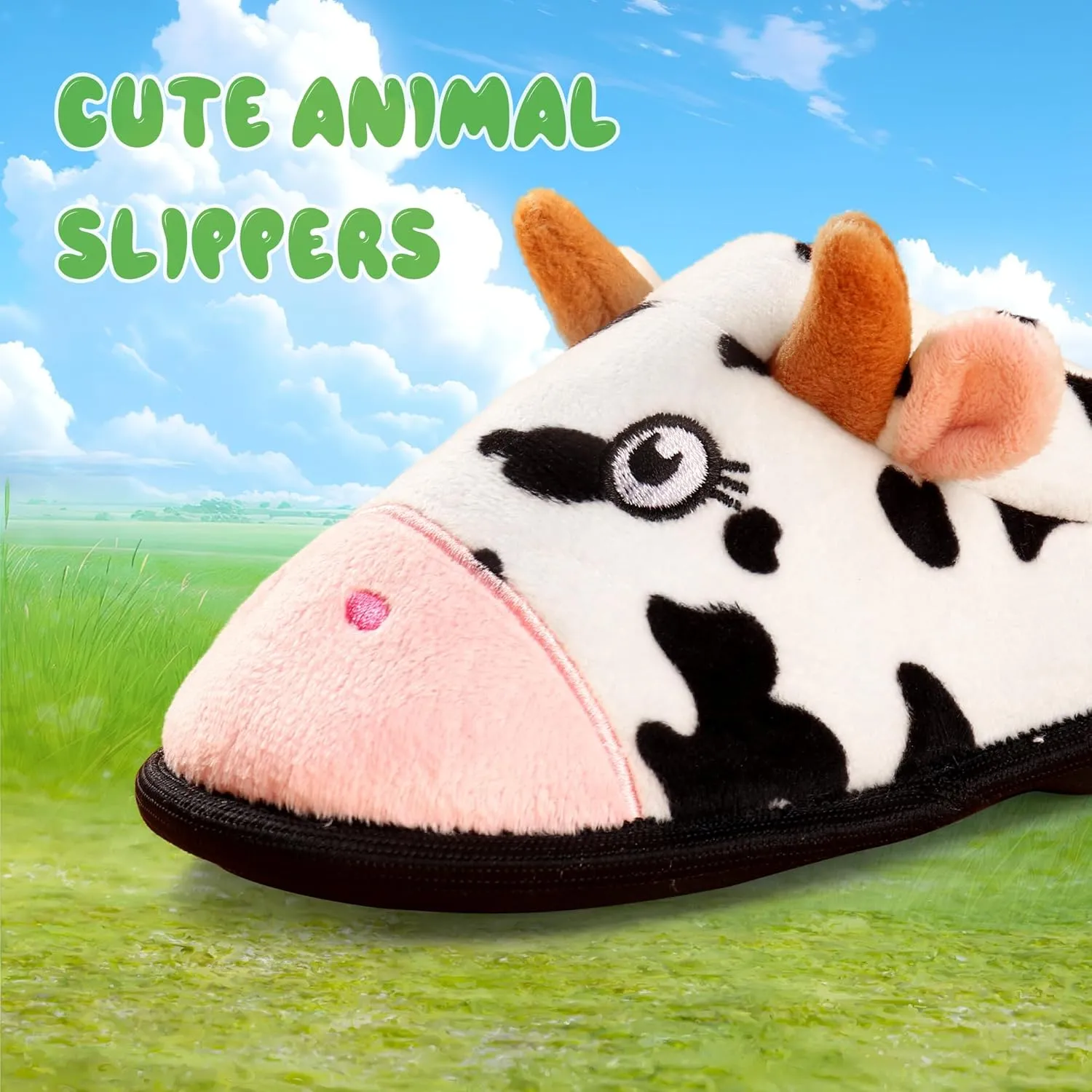 Ibeauti Cute Animal Slippers for Kids Boys Girls Memory Form Warm Plush Winter House Slippers Shoes