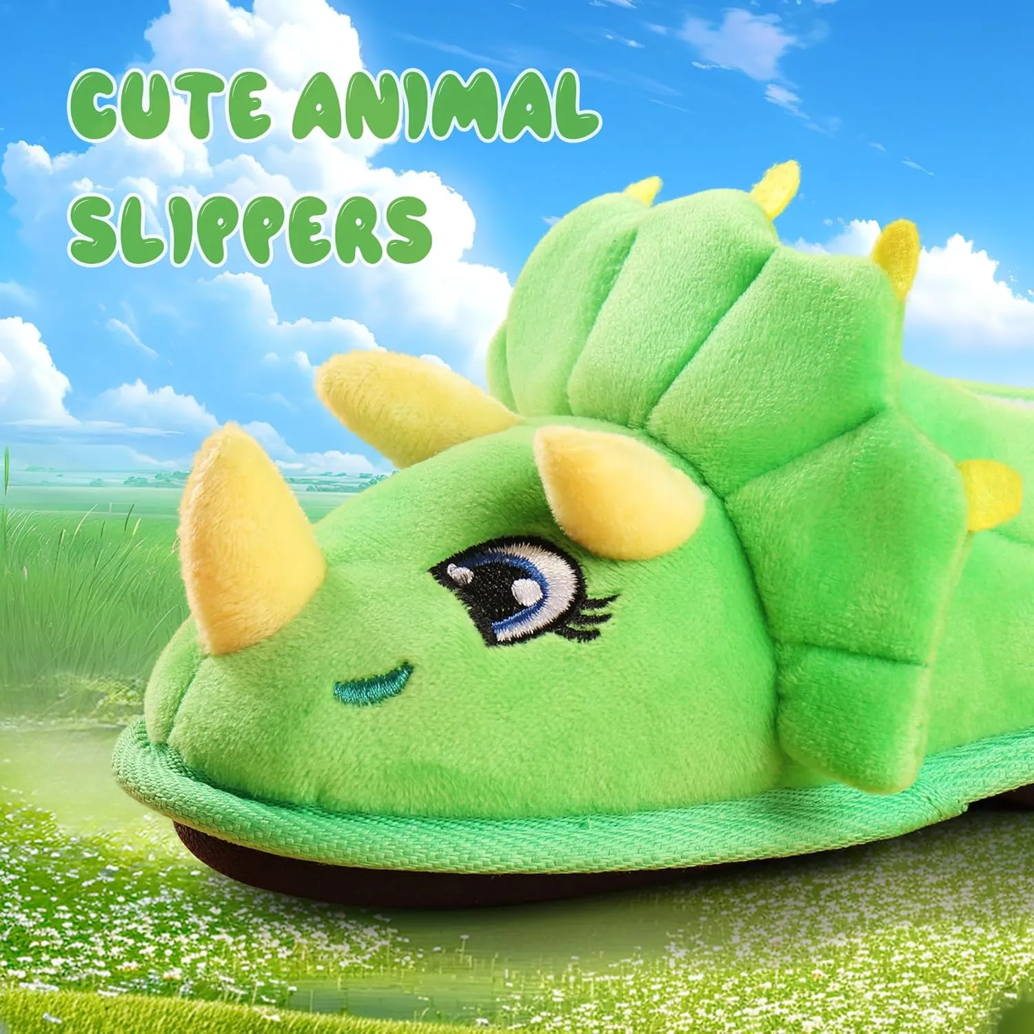 Ibeauti Cute Animal Slippers for Kids Boys Girls Memory Form Warm Plush Winter House Slippers Shoes