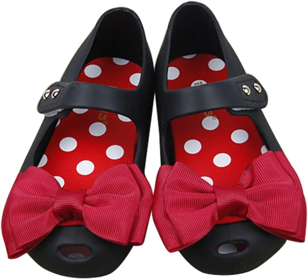 iFANS Girls Princess Mary Jane Cloth Bow Jelly Shoes Flats(Toddler Little Kids)