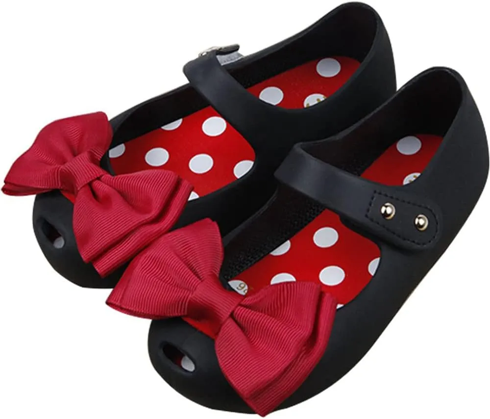 iFANS Girls Princess Mary Jane Cloth Bow Jelly Shoes Flats(Toddler Little Kids)