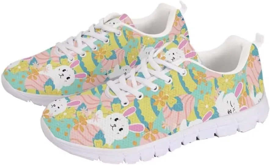 Jeiento Unisex Outdoor Running Shoes - White With Multicolor - Women, Men, Teenager - Non Slip, Breathable, Flexible - Running, Workouts - Casual, Spring, Summer, Fall