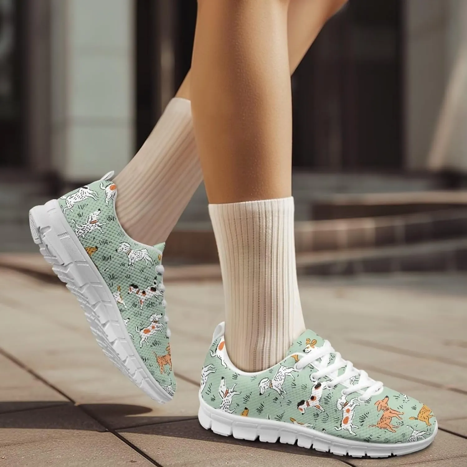 Jeiento Unisex Outdoor Running Shoes - White With Multicolor - Women, Men, Teenager - Non Slip, Breathable, Flexible - Running, Workouts - Casual, Spring, Summer, Fall