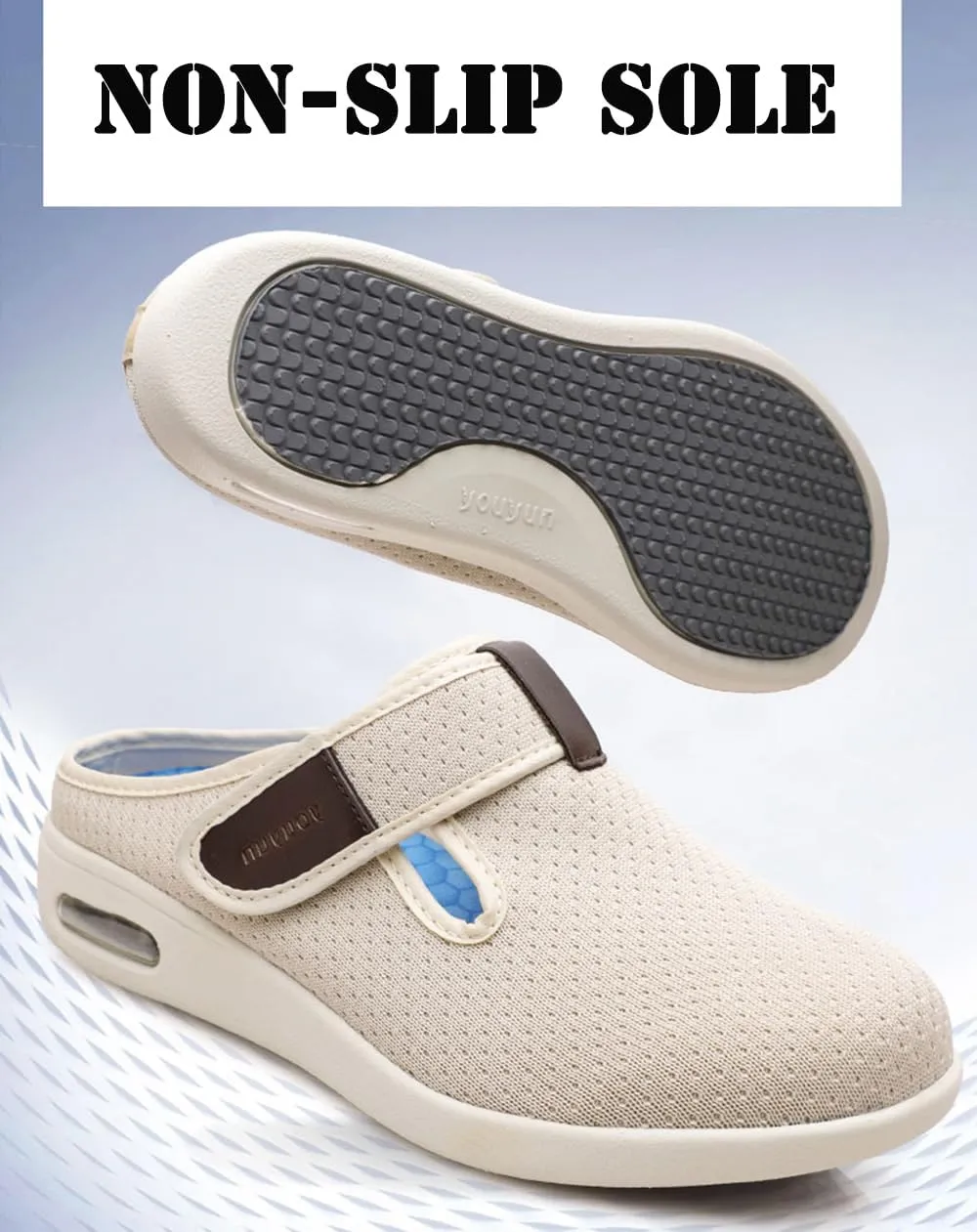 JITUUE Women's Loafers Diabetic Air-Cushion Slip-On Walking Shoes Orthopedic Breathable Casual Comfort Outdoor Shoes Memory Foam Slipper