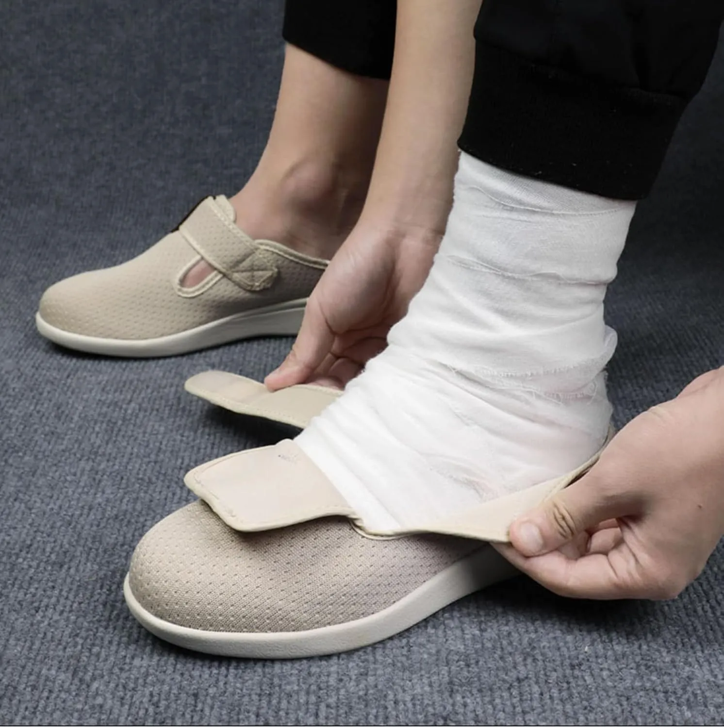 JITUUE Women's Loafers Diabetic Air-Cushion Slip-On Walking Shoes Orthopedic Breathable Casual Comfort Outdoor Shoes Memory Foam Slipper