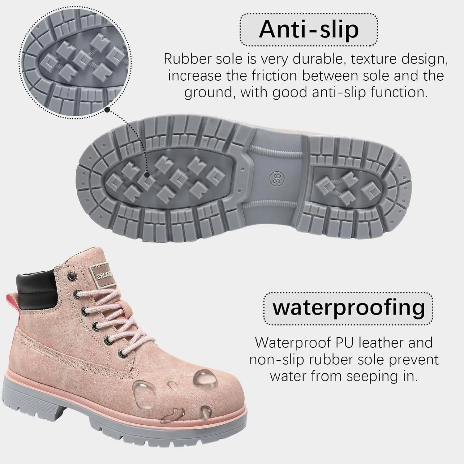 JSWEI Hiking Boots for Men and Women Comfortable Casual Chukka Boots - Outdoor Oxford & Derby Waterproof Lightweight Lace up Resistant Walking Ankle
