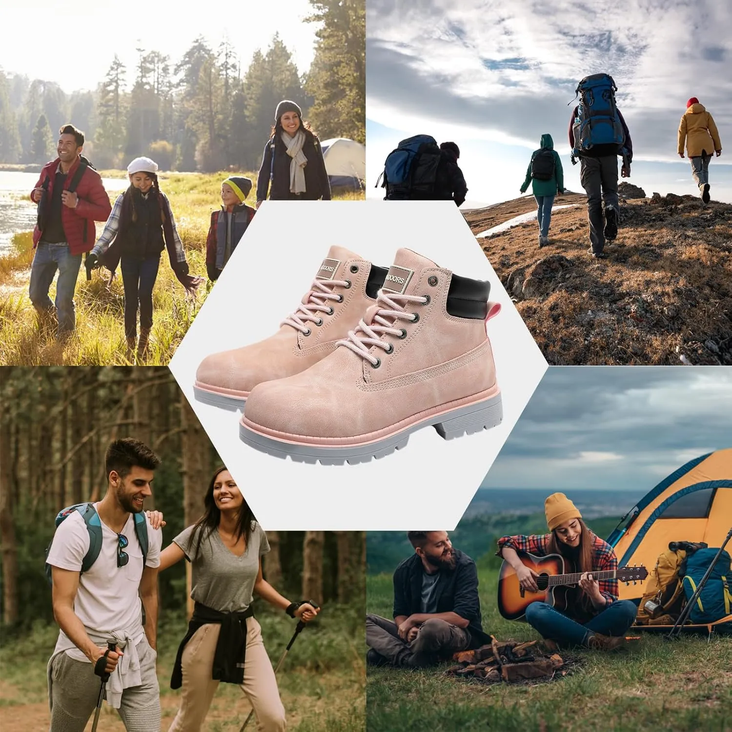 JSWEI Hiking Boots for Men and Women Comfortable Casual Chukka Boots - Outdoor Oxford & Derby Waterproof Lightweight Lace up Resistant Walking Ankle