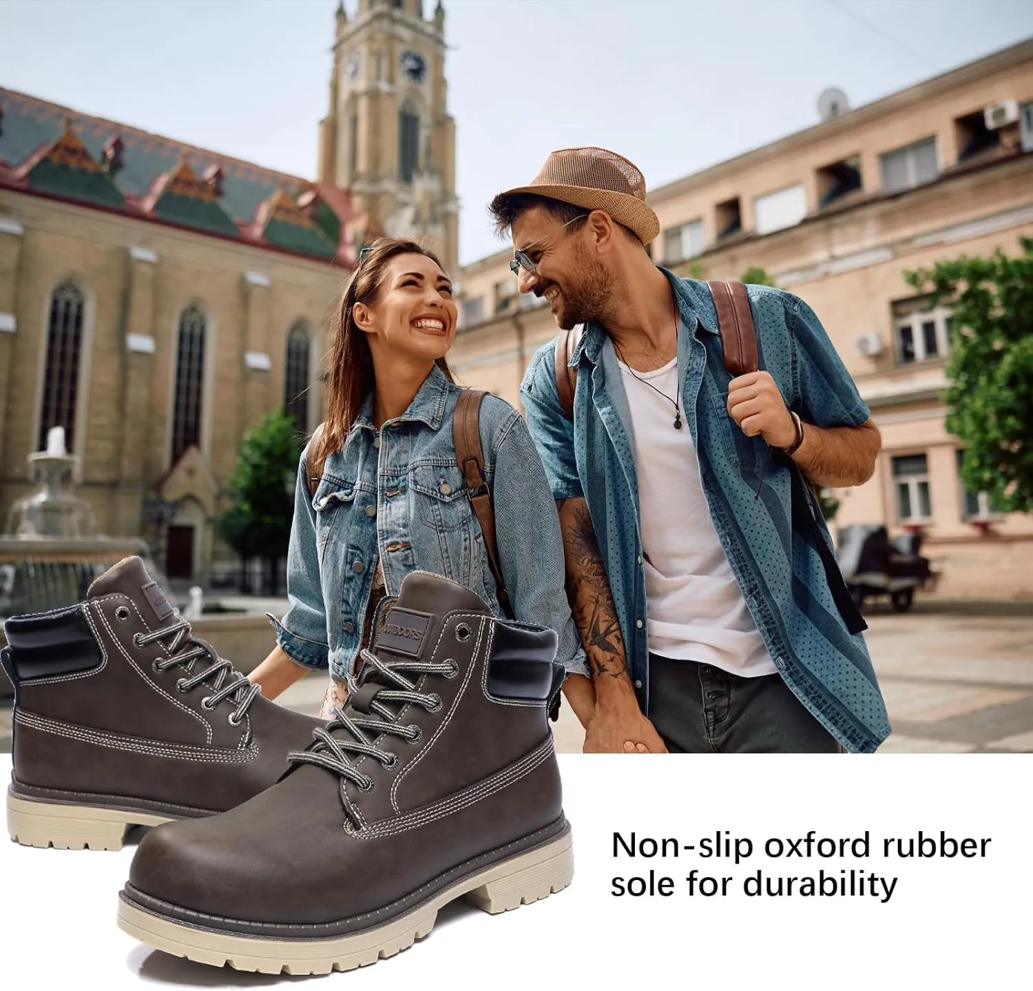 JSWEI Hiking Boots for Men and Women Comfortable Casual Chukka Boots - Outdoor Oxford & Derby Waterproof Lightweight Lace up Resistant Walking Ankle