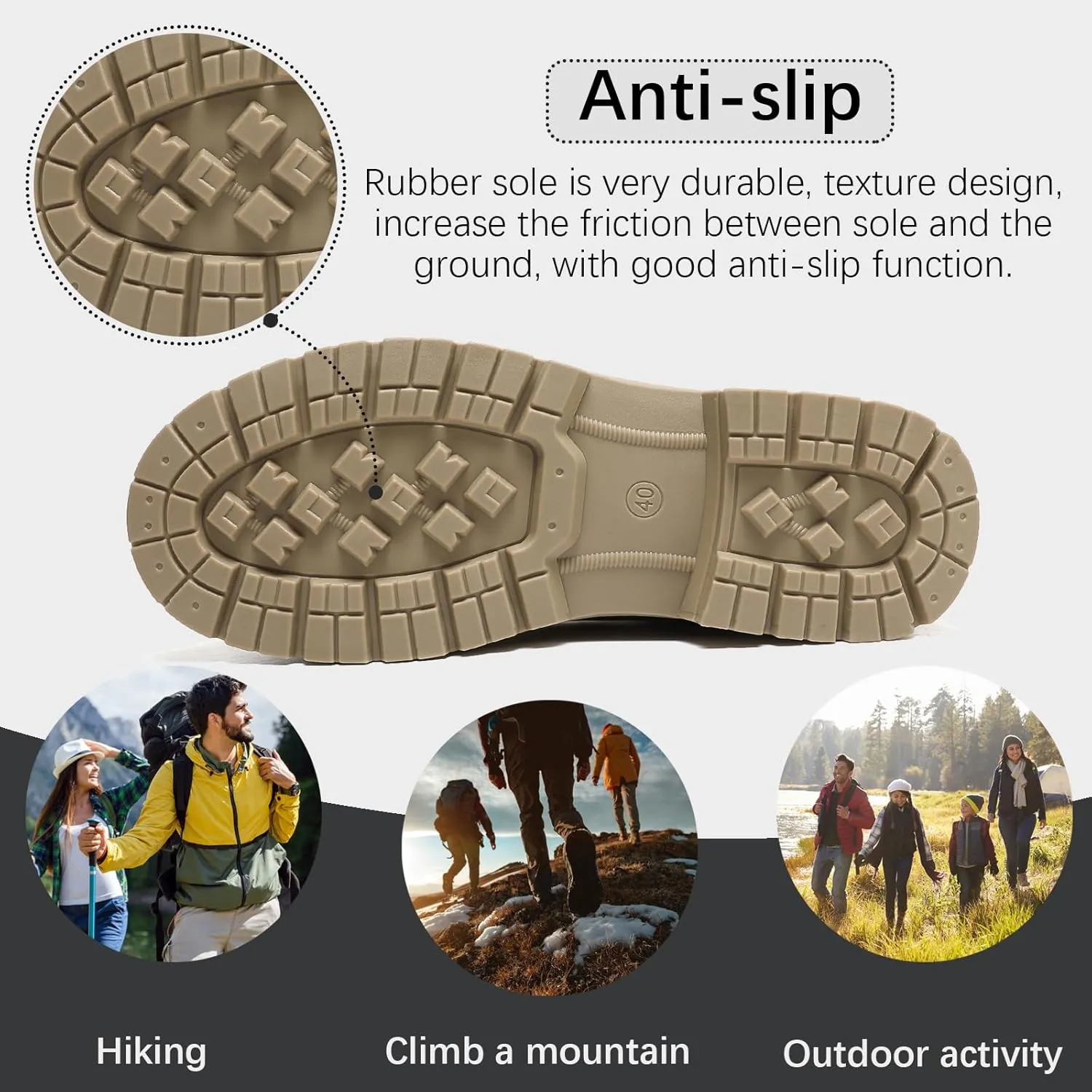 JSWEI Hiking Boots for Men and Women Comfortable Casual Chukka Boots - Outdoor Oxford & Derby Waterproof Lightweight Lace up Resistant Walking Ankle