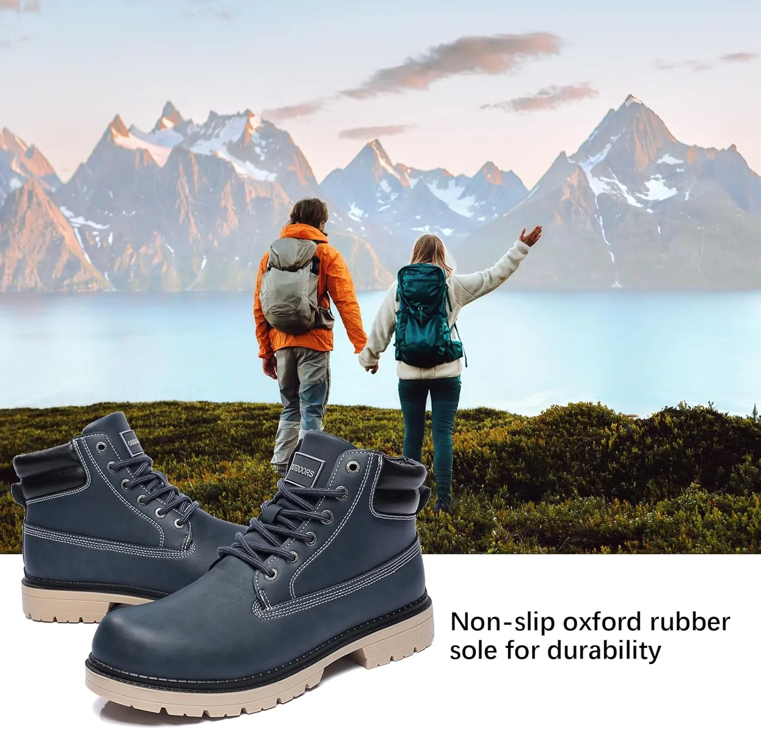 JSWEI Hiking Boots for Men and Women Comfortable Casual Chukka Boots - Outdoor Oxford & Derby Waterproof Lightweight Lace up Resistant Walking Ankle