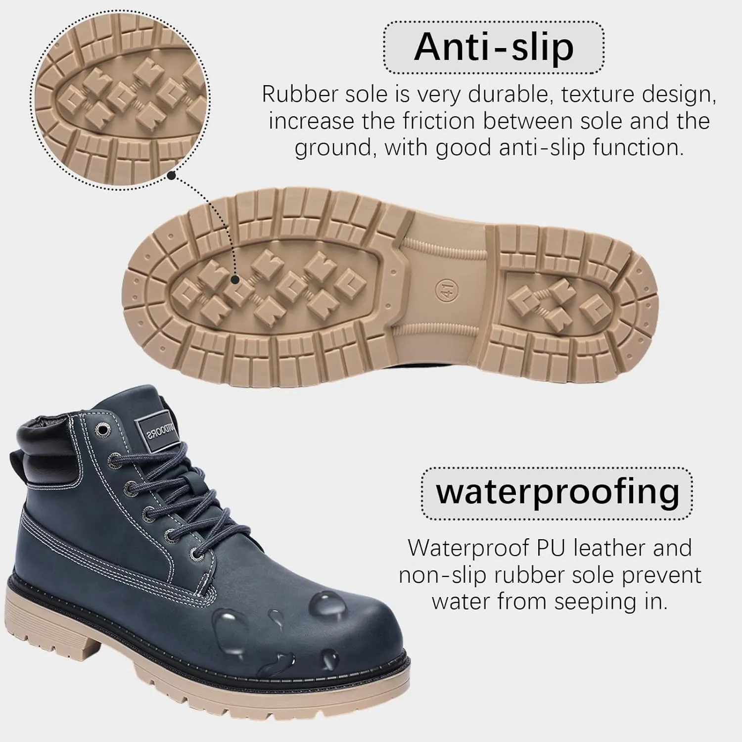 JSWEI Hiking Boots for Men and Women Comfortable Casual Chukka Boots - Outdoor Oxford & Derby Waterproof Lightweight Lace up Resistant Walking Ankle
