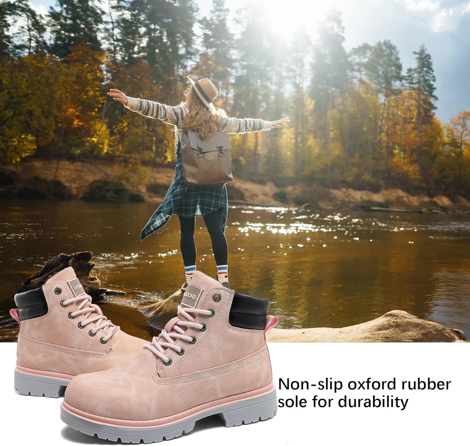 JSWEI Hiking Boots for Men and Women Comfortable Casual Chukka Boots - Outdoor Oxford & Derby Waterproof Lightweight Lace up Resistant Walking Ankle