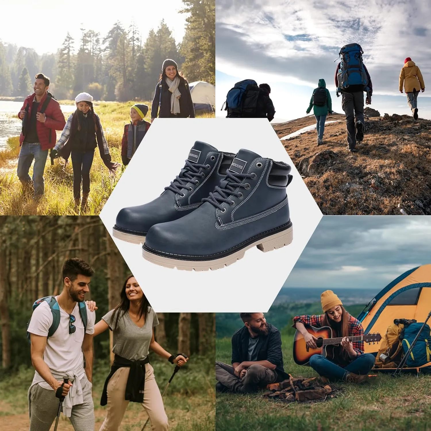 JSWEI Hiking Boots for Men and Women Comfortable Casual Chukka Boots - Outdoor Oxford & Derby Waterproof Lightweight Lace up Resistant Walking Ankle