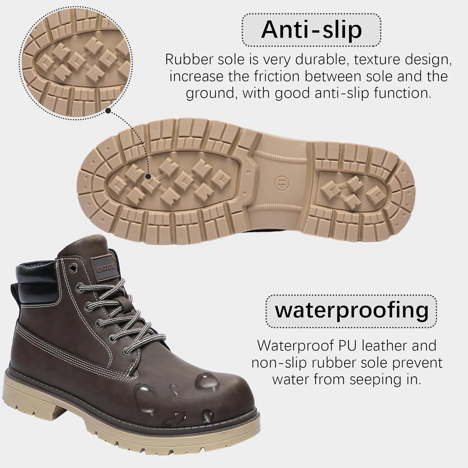 JSWEI Hiking Boots for Men and Women Comfortable Casual Chukka Boots - Outdoor Oxford & Derby Waterproof Lightweight Lace up Resistant Walking Ankle