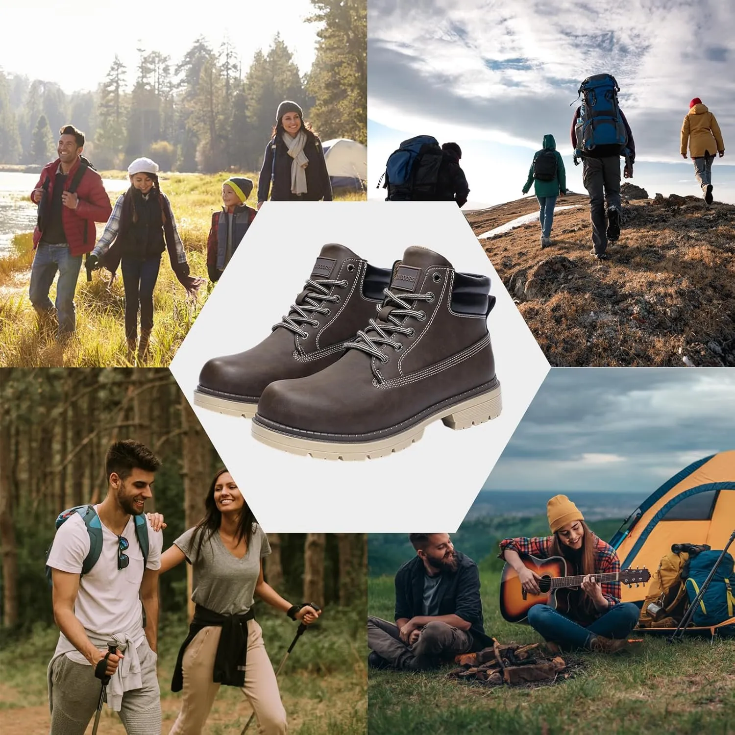 JSWEI Hiking Boots for Men and Women Comfortable Casual Chukka Boots - Outdoor Oxford & Derby Waterproof Lightweight Lace up Resistant Walking Ankle
