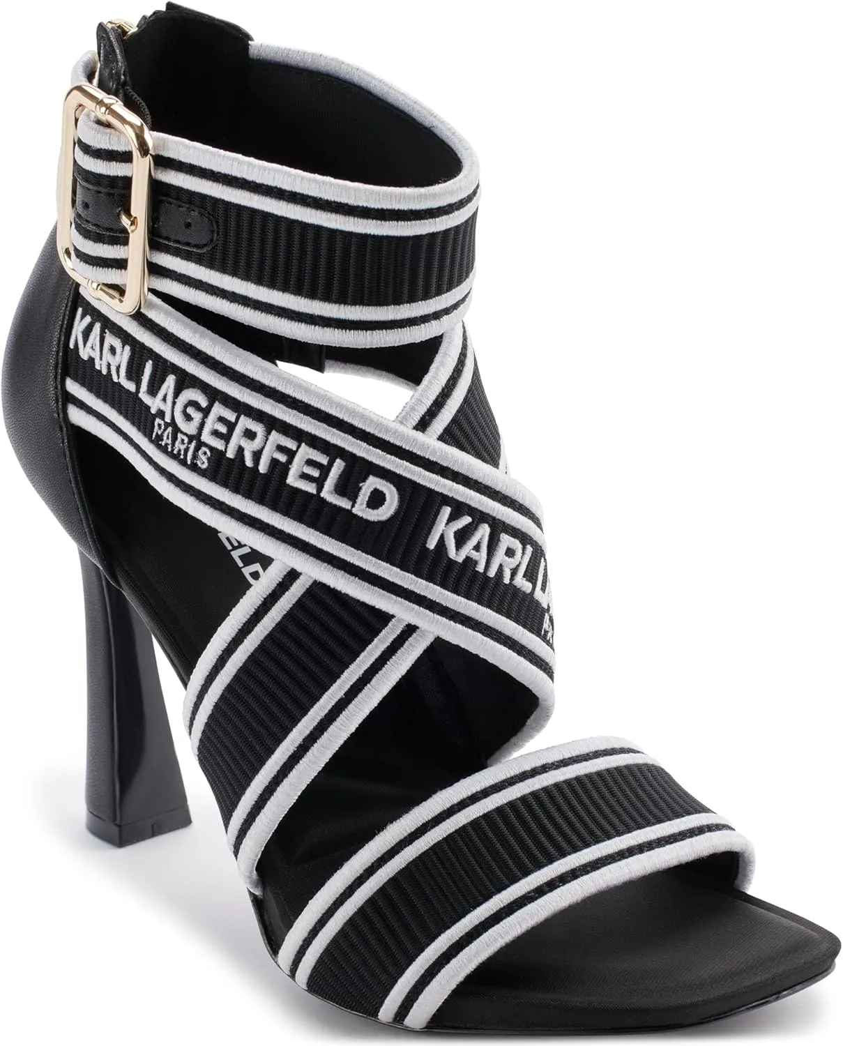 Karl Lagerfeld Paris Women's Cushioned Insole Everyday Careliz-Strappy Sandal Heeled