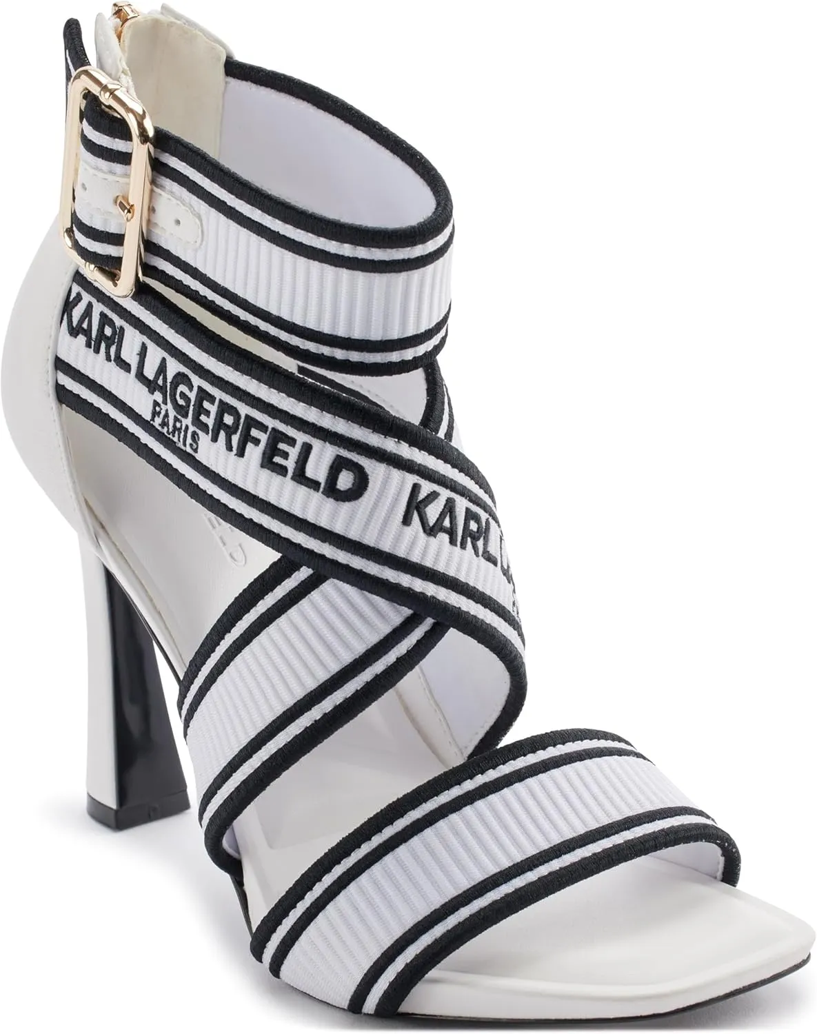 Karl Lagerfeld Paris Women's Cushioned Insole Everyday Careliz-Strappy Sandal Heeled