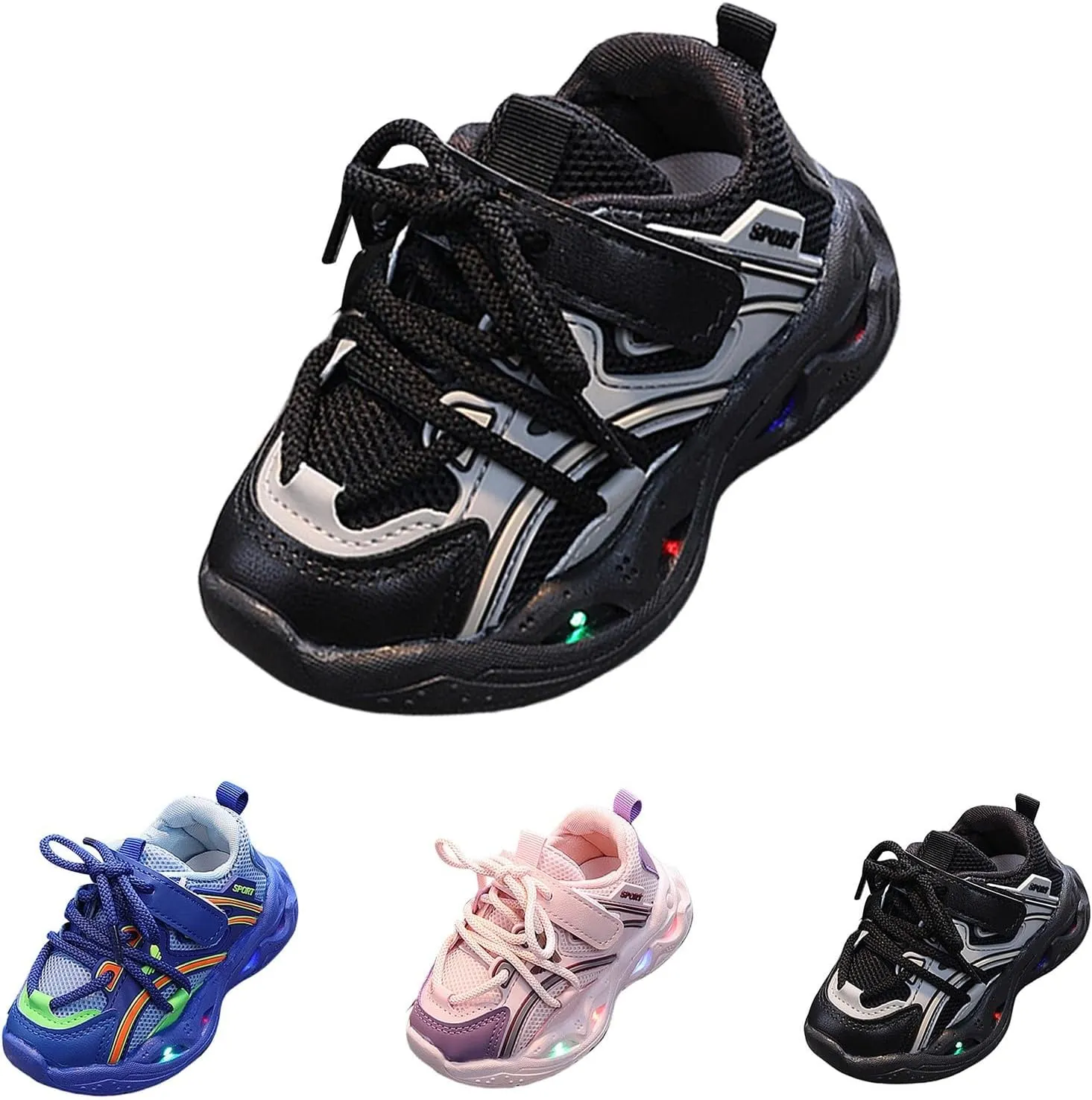 Kids Light Up Sneakers Toddler Boys Girls LED Lightweight Breathable Walking Shoes Children Luminous Flashing Shoes