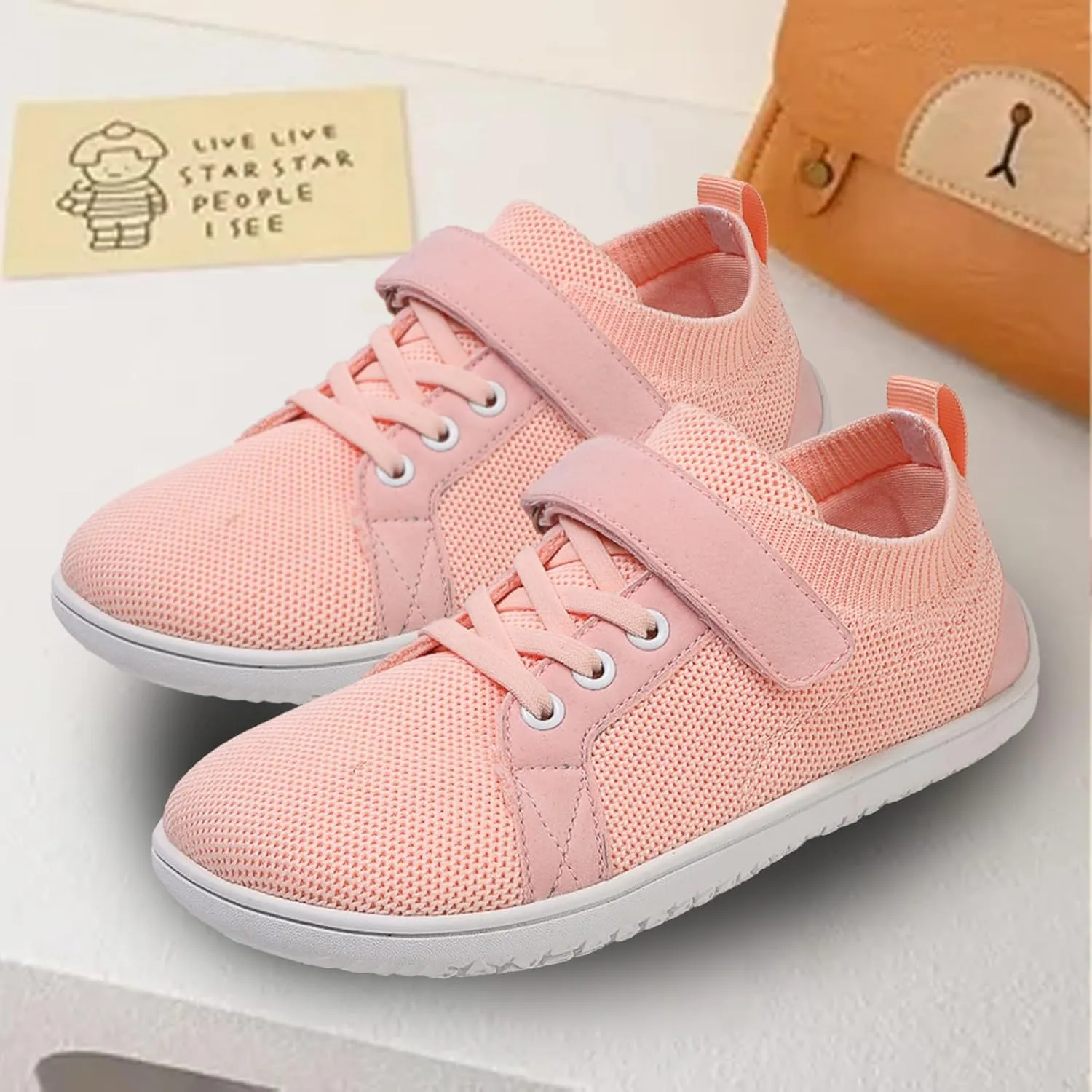 Kids Mesh Running Sneakers Hook Loop Flat Non Slip Breathable Sport Shoes Youth Childrens Athletic Walking Casual Shoes