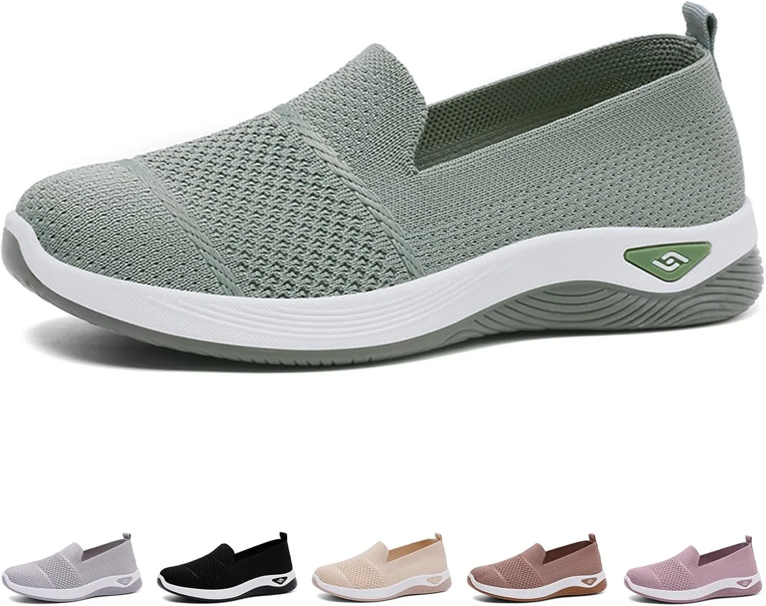 Kubbon Orthopedic Walking Shoes for Women Slip On Sneakers Mesh Up Stretch Platform Sneakers with Arch Support Diabetic Foam Shoes Lightweight Comfortable Breathable Shoe