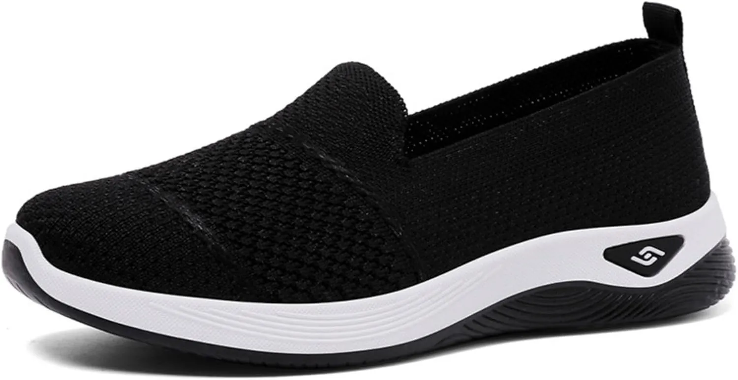 Kubbon Orthopedic Walking Shoes for Women Slip On Sneakers Mesh Up Stretch Platform Sneakers with Arch Support Diabetic Foam Shoes Lightweight Comfortable Breathable Shoe