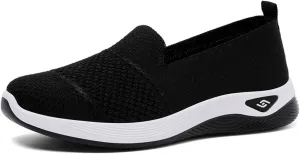 Kubbon Orthopedic Walking Shoes for Women Slip On Sneakers Mesh Up Stretch Platform Sneakers with Arch Support Diabetic Foam Shoes Lightweight Comfortable Breathable Shoe