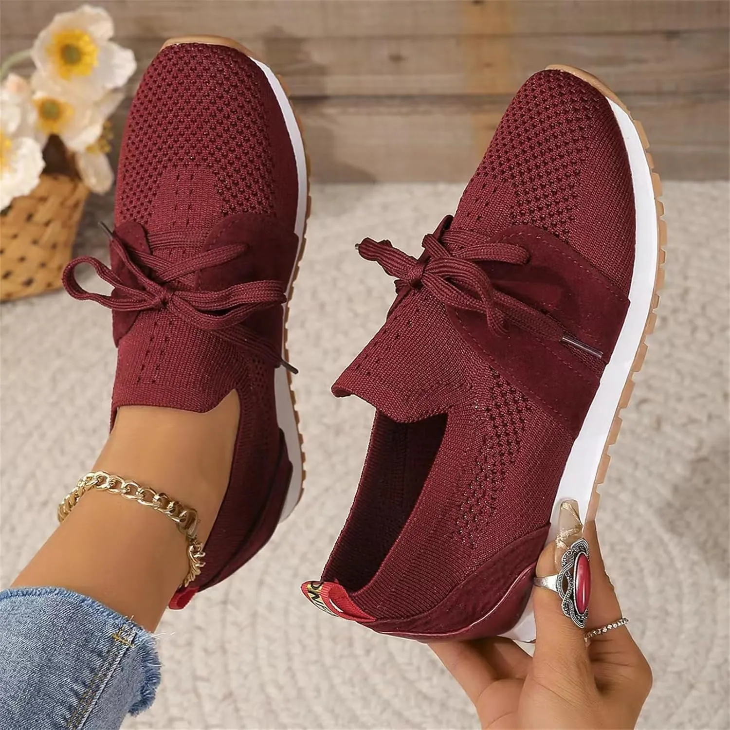 Ladmiple Running Shoes For Women Walking Tennis Shoes Slip On Memory Foam Lightweight Casual Non Slip Gym Athletic Sneakers