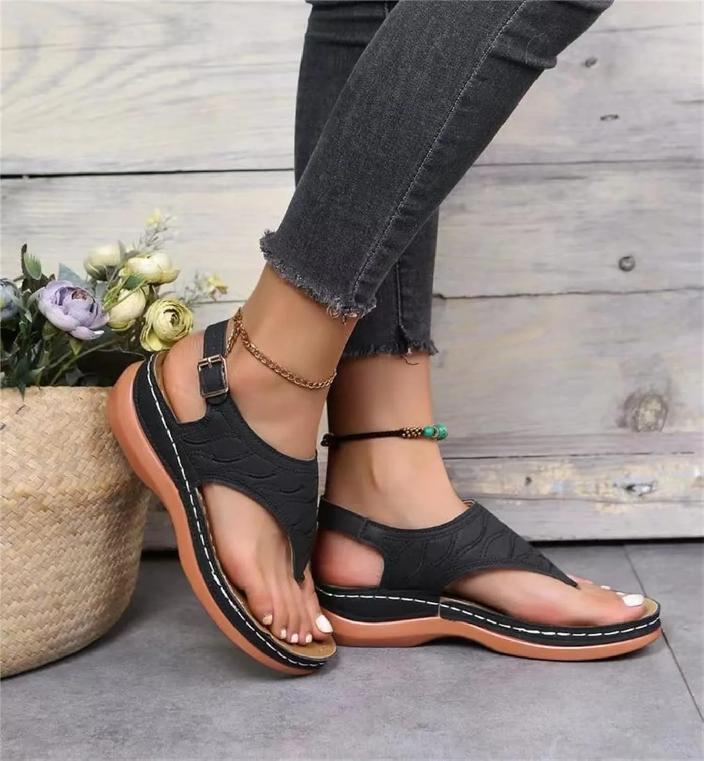 Ladmiple Sandals for Women Fashion Flip Flops Platform Sandal Casual Beach Travel Clip Toe Slipppers Shoes Dressy Summer