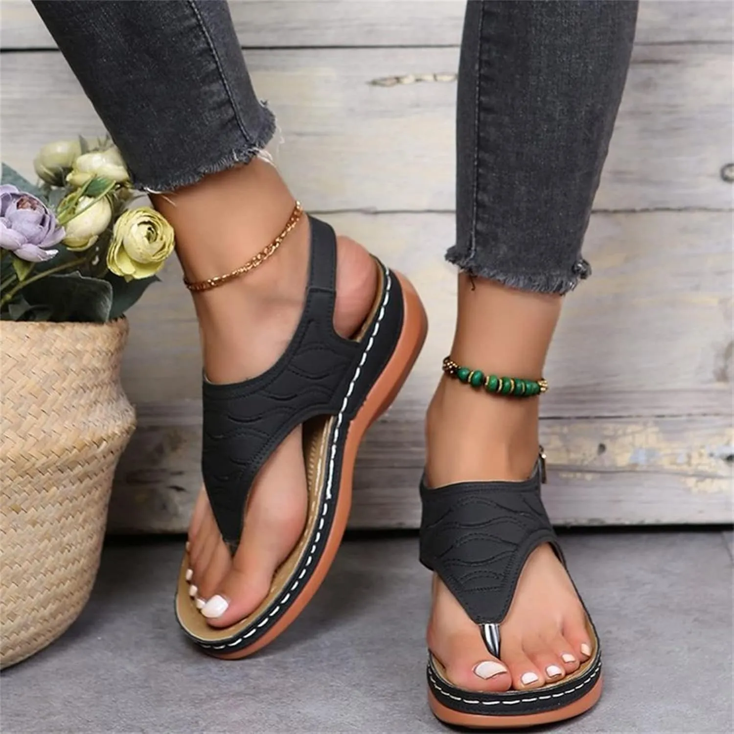 Ladmiple Sandals for Women Fashion Flip Flops Platform Sandal Casual Beach Travel Clip Toe Slipppers Shoes Dressy Summer