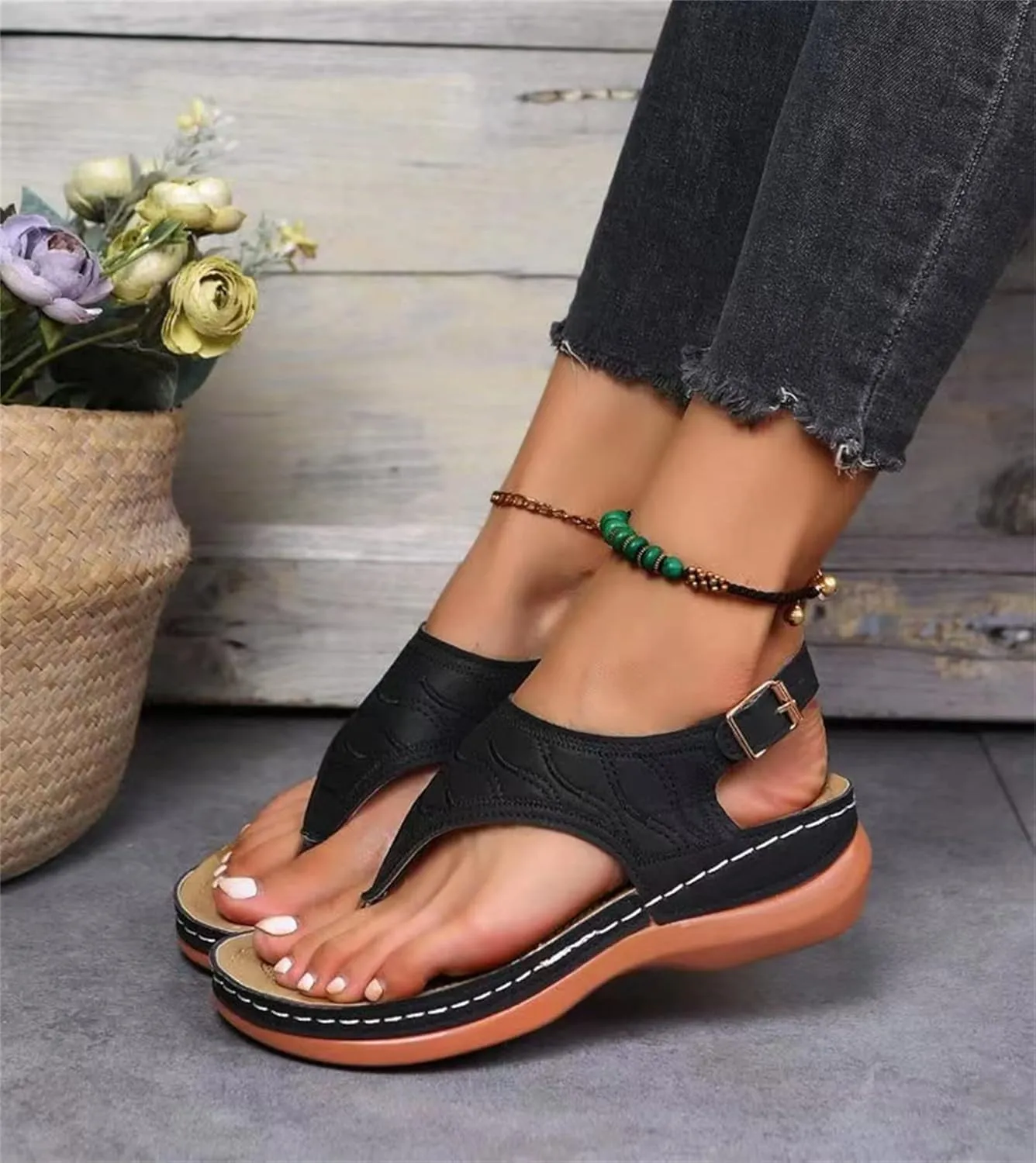 Ladmiple Sandals for Women Fashion Flip Flops Platform Sandal Casual Beach Travel Clip Toe Slipppers Shoes Dressy Summer