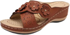 Ladmiple Sandals Women 2023 Fashion Flower Orthopedic Flip Flops with Arch Support Slippers Casual Roman Open Toe Shoes