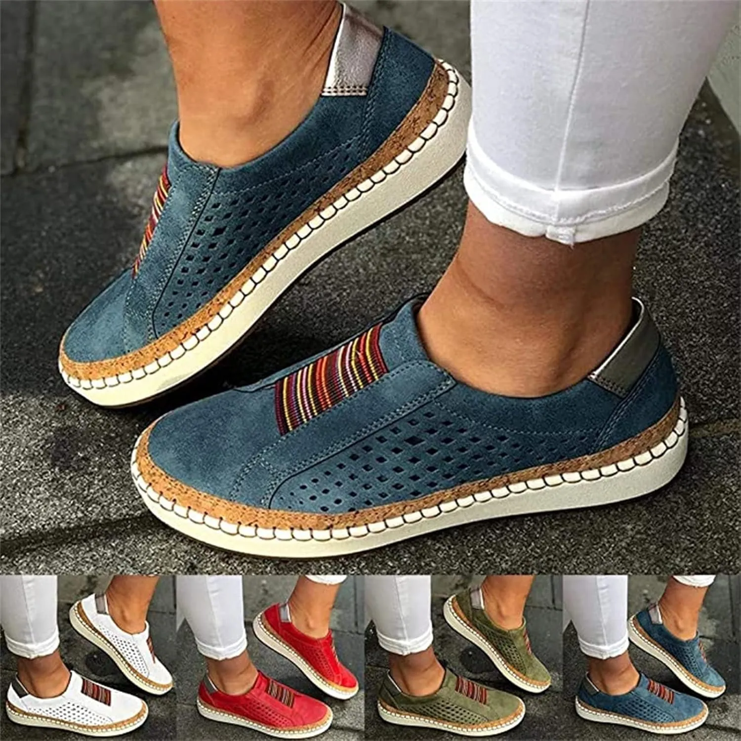 Ladmiple Shoes For Women Sneakers Slip Ons Lace ups Casual Leather Walking Shoes Summer Fashion Platform Flats Loafers