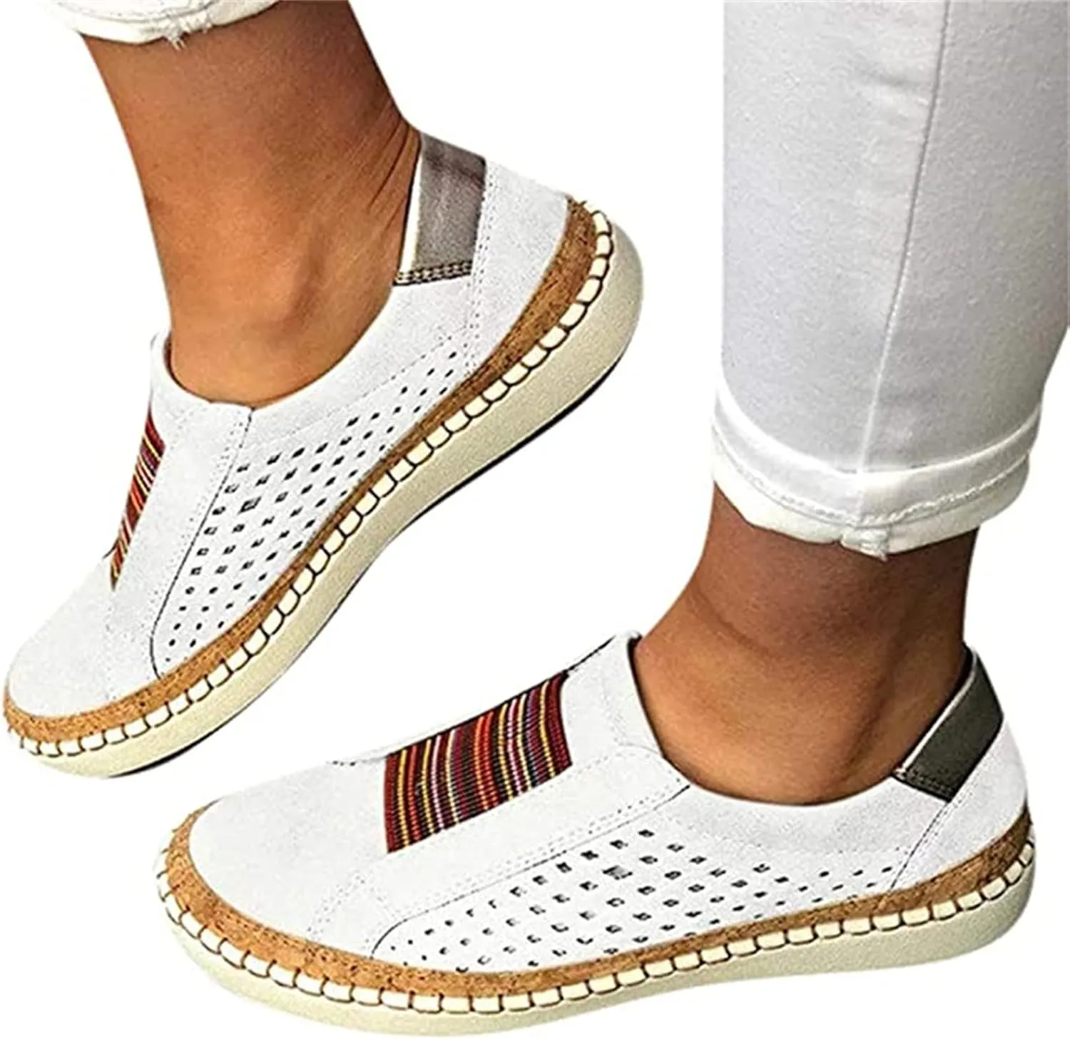Ladmiple Shoes For Women Sneakers Slip Ons Lace ups Casual Leather Walking Shoes Summer Fashion Platform Flats Loafers