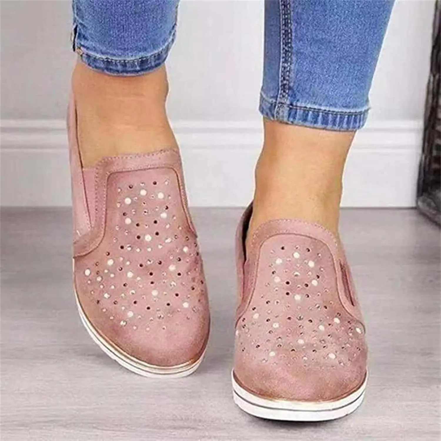 Ladmiple Shoes For Women Sneakers Slip Ons Walking Shoes Casual Lace Up Dressy Summer Fashion Cute Platform Flats Loafer