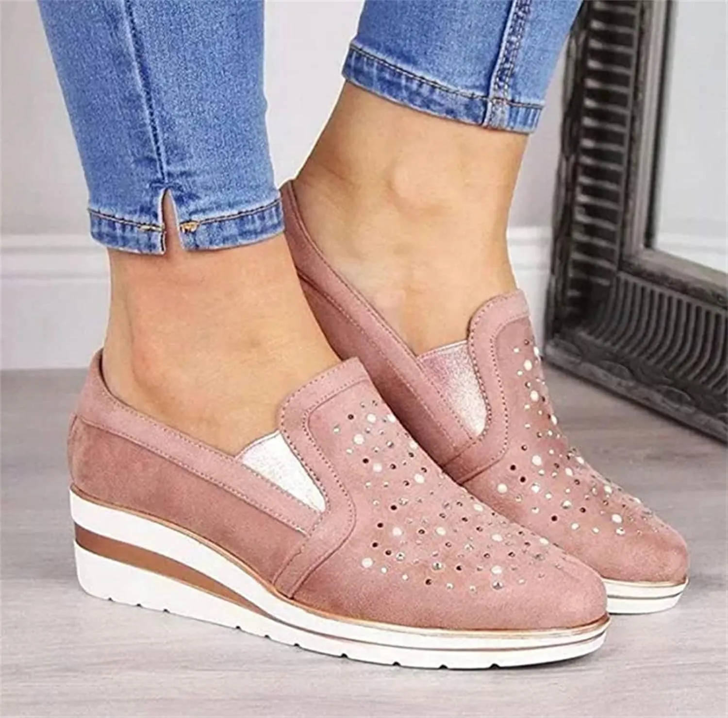 Ladmiple Shoes For Women Sneakers Slip Ons Walking Shoes Casual Lace Up Dressy Summer Fashion Cute Platform Flats Loafer