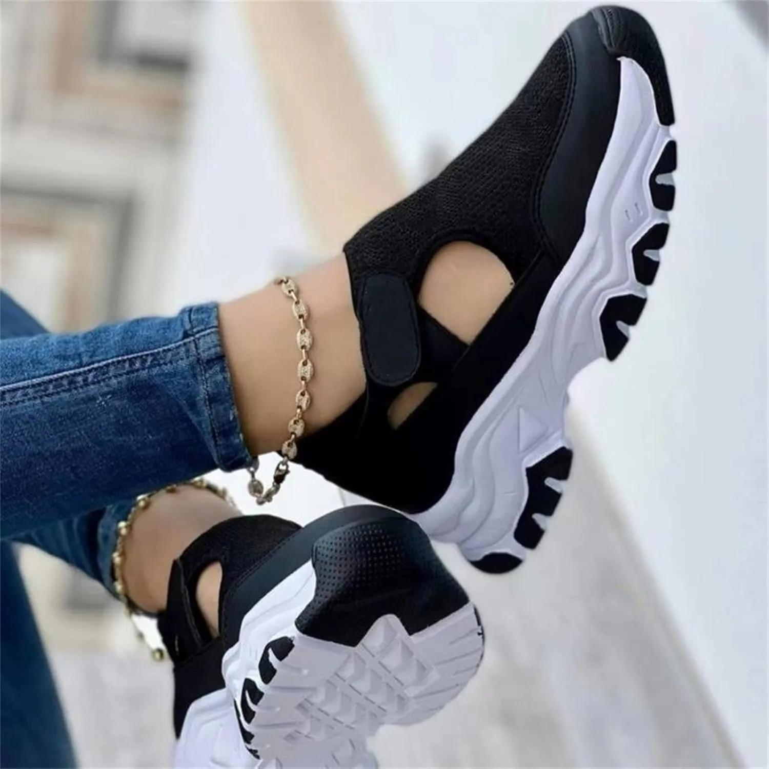 Ladmiple Shoes For Women Sneakers Trendy Fashion Slip on Walking Shoes Casual Summer Lace Low Platform Flats Loafers